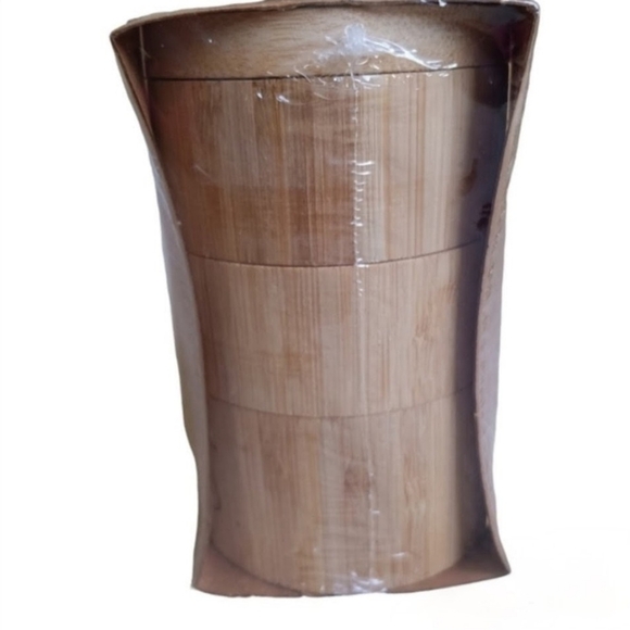 Rae Dunn Spice Box Organic Bamboo 3 Tiered Sliding Cylinders Wood Gift - Picture 7 of 7